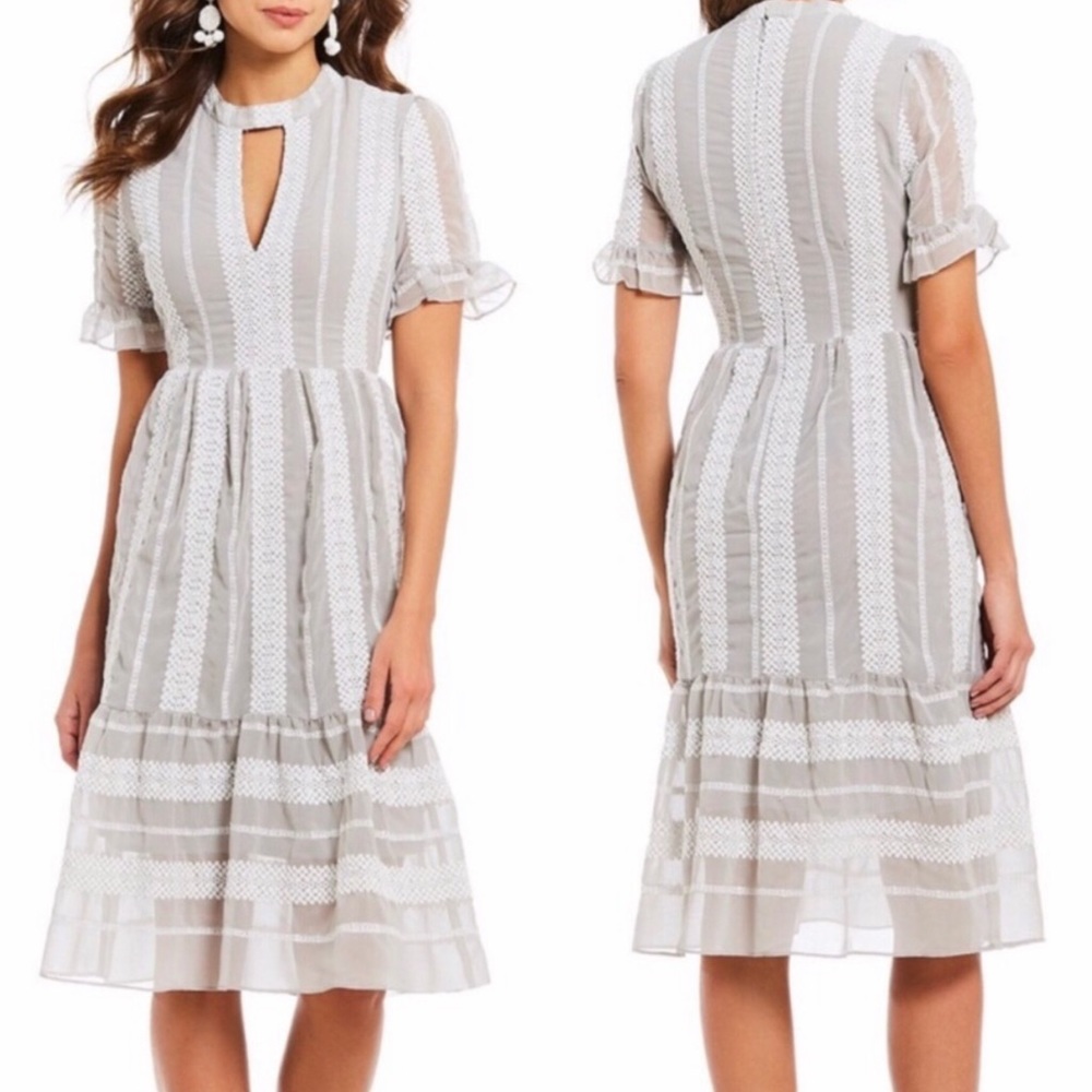 GIANNI BINI ERYN GRAY CROCHET LACE DRESS XL